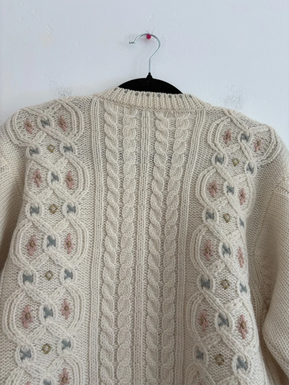Vintage Liz Claiborne Wool Blend Floral Cardigan Button Up Cottage Embroidered - Picture 6 of 9